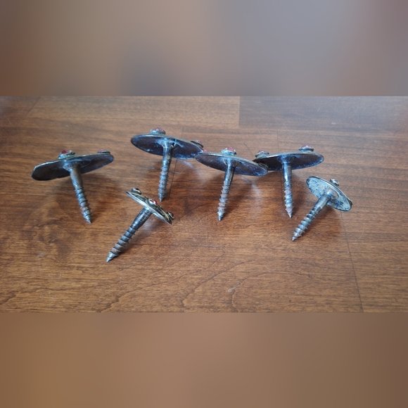 Set of 6 Western Saddle Conchos Screwback Corriente Saddle Red Stone Initial "K" - Picture 4 of 9